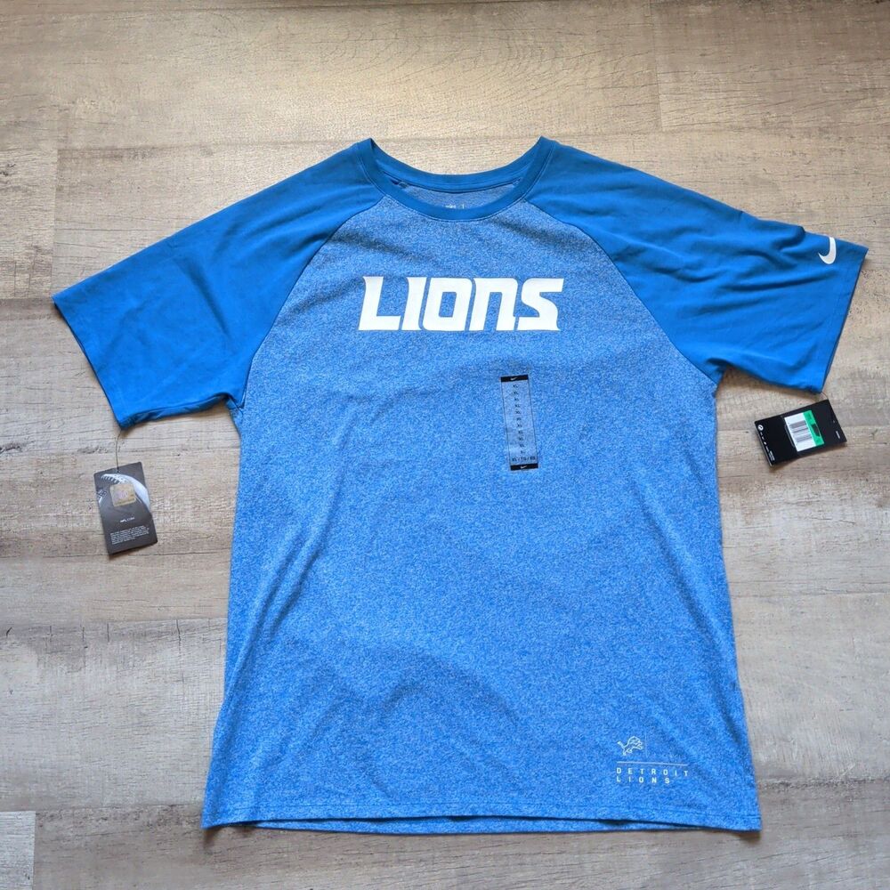 NWT NFL Team Apparel Men’s Shirt Detroit Lions 100% Polyester Blue & Gray Sz XL